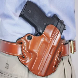 DESANTIS SPEED SCABBARD HOLSTR - RH OWB LEATHER SF XDM 3.8" TAN