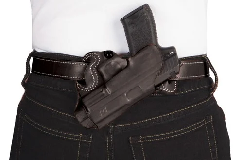 DESANTIS SMALL OF BACK HOLSTER - RH OWB LTHR FOR GLOCK 17/19 BL