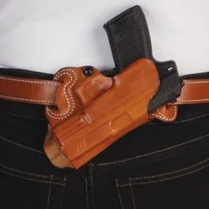 DESANTIS SMALL OF BACK HOLSTER - RH OWB LEATHER COLT 1911 TAN