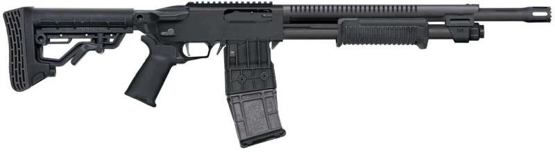 MOSSBERG 590RM TACTICAL MAG FED 12G SHOTGUN 18.5" BREACHER BBL, MAGPUL FOLDING SIGHTS, 10+1