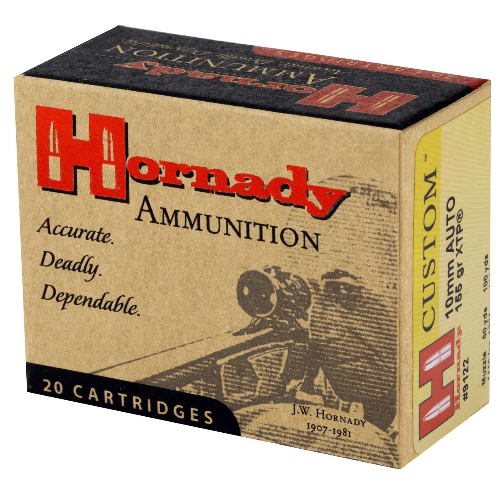 HORNADY CUSTOM 10MM 155GR XTP JHP 20RD BX 200RD CASE - Image 2