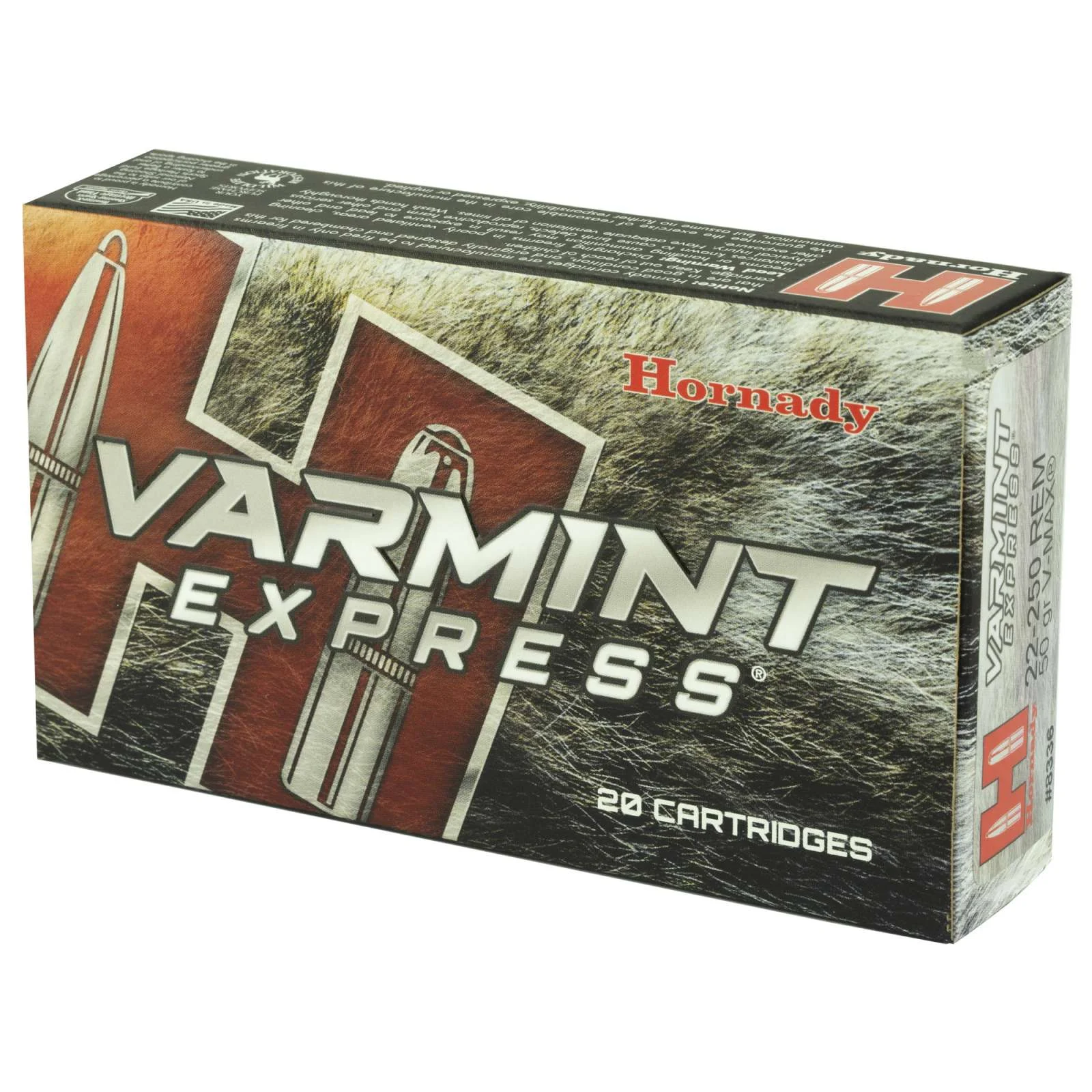 HORNADY VARMINT EXPRESS 22-250REM 50G VMAX 20RD BX 200RD CASE - Image 2