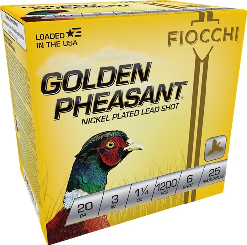 FIOCCHI GOLDEN PHEASANT 20GA - 3" 1-1/4OZ #6 25RD 10BX/CS