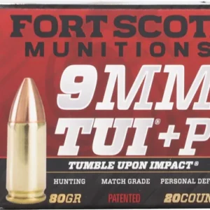 FORT SCOTT 9MM LUGER +P 80GR - TUI SOLID COPPER 20RD 25BX/CS