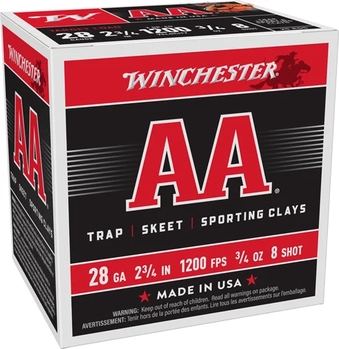 WINCHESTER AA 28GA 2.75" 3/4OZ - #8 1200FPS 250RD CASE LOT