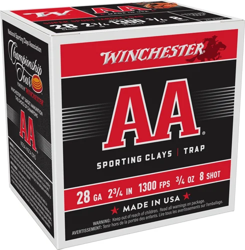 WINCHESTER AA 28GA 2.75" 3/4OZ - #8 1300FPS 250RD CASE LOT