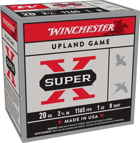 WINCHESTER SUPER-X 20GA 2.75" - 1OZ #8 1165FPS 250RD CASE LOT
