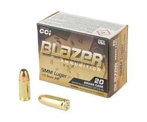 CCI BLAZER BRASS 9MM 115GR JHP 20