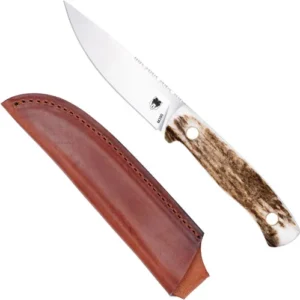 COBRATEC KOONSMAN 4" FIXED BLD - STAG M390 W/LEATHER SHEATH