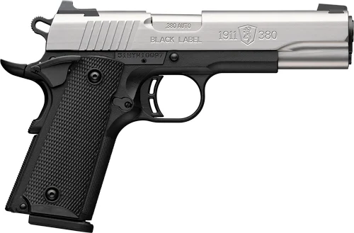 BROWNING 1911-380 STAINLESS - 380ACP 4.25"FS 8RD BLK/SS