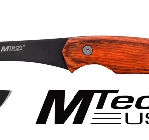 MC MTECH 9" TOMAHAWK W/SHEATH - 3" BLACK BLADE PAKKAWOOD HNDL