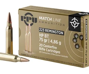 PPU .223 REM MATCH 75GR HPBT 20/1000