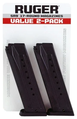 RUGER MAGAZINE SR9 9MM LUGER - 17RD BLUED STEEL 2-PACK
