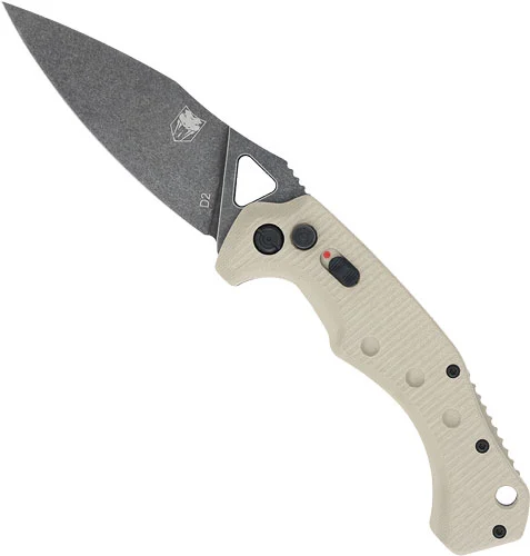 COBRATEC RYKER AUTO FOLDER - 3.75" TAN/BLACK STNWSH D2 BLD