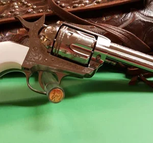 CIMARRON TEXAS RANGERS 45LC - PW FS 4.75" ENGRAVED NICKEL