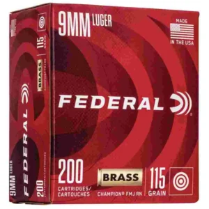 Federal Champion Training Handgun Ammuntion 9mm Luger 115 gr FMJ 1125 fps 200/ct