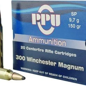 PPU Rifle Ammunition .300 Win Magnum 150 gr SP 3250 fps 20/ct