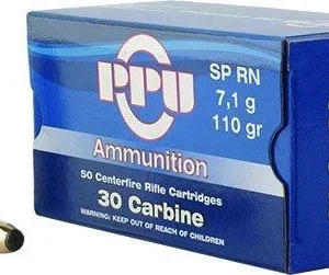 PPU Rifle Ammunition .30 Carbine 110 gr SP 1990 fps 50/ct