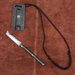 Templar Neck Knife Black Powder D2 Tanto Silver