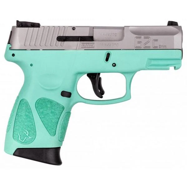 Taurus G2C Custom "Stainless Steel Slide/Cyan Frame" Handgun 9mm Luger 12rd Magazines(2) 3.2" Barrel