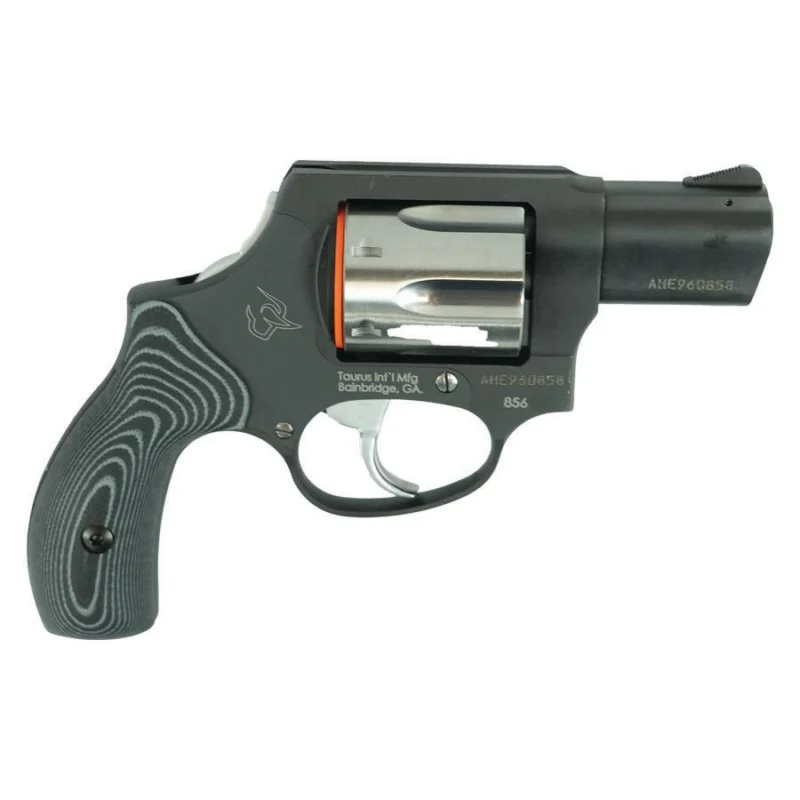 Taurus 856 Concealed Hammer Handgun .38 Spl 6rd Capacity 2" Barrel Matte Black Finish/Stainless Cylinder Grey VZ Grips