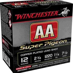 Winchester AA Super Pigeon Shotshells 12 ga 2-3/4" 1-1/4 oz 1220 fps #7.5 25/ct