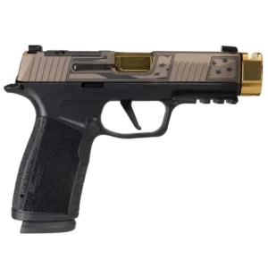 <img src="https://media.chattanoogashooting.com/images/product/cssi-exclusive-tag.png"><br>Sig Sauer P365 XMACRO TACOPS "Trump 47th" Slide Handgun 9mm Luger 17rd Magazines(4) 3.7" Gold Barrel/Compensator
