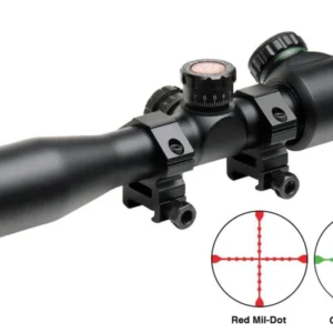 Truglo Tru-Brite Extreme Tactical Compact Rifle Scope with Rings - 4x32mm Dual Color Illum. Mil-Dot  4" Matte