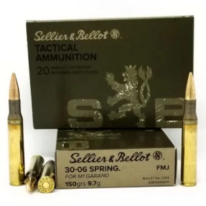 Sellier & Bellot M1 Garand Rifle Ammunition .30-06 Sprg. 150gr FMJ 2700 fps 20/ct