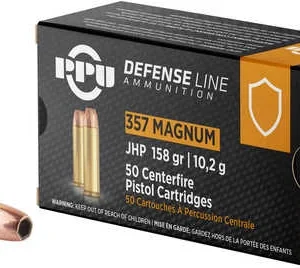 PPU DEF 357 MAG 158GR JHP 50RD BOX 10 BOXES PER CASE