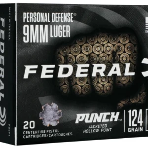FEDERAL 9MM LUGER 124GR PUNCH JHP 20 RD/BX 10 BX/CS