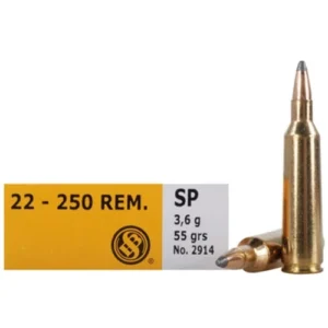 SELLIER & BELLOT 22-250 REM 55GR SP 20RD BOX 25 BOXES PER CASE
