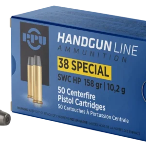 PPU .38 SPECIAL SWC HP 158G 50RD BOX 10 BOXES PER CASE