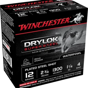 WINCHESTER DRYLOK STL MAG 12G 2-3/4' #4 1-1/4OZ 25RDS