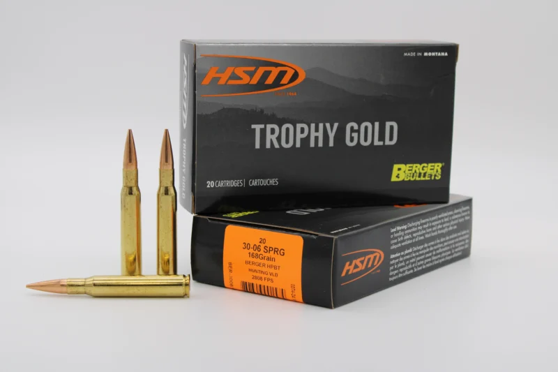 HSM AMMUNITION 30-06 SPRG 168GR BERGER HNT 20RD BOX 20 BOXES PER CASE