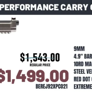 BERETTA 92X PERFORMANCE CARRY OPTIC 9MM 4.9" 2-15RD