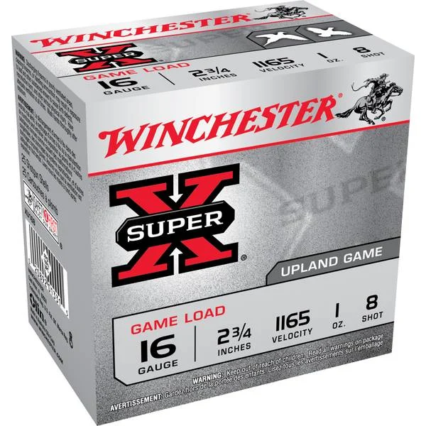 WINCHESTER 16 GA 2-3/4" #8 SUPER-X UPLAND 1 OZ 25 RD/BX 10 BX/CS