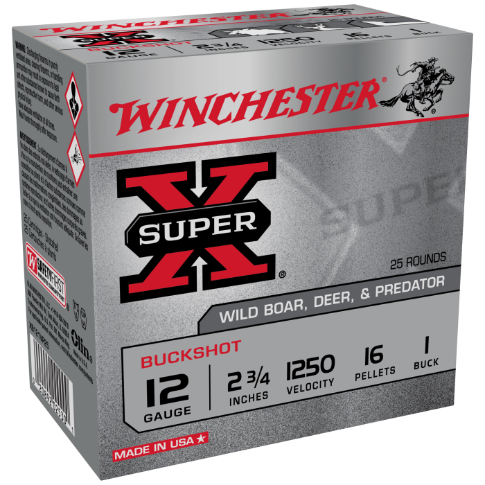 WINCHESTER 12 GA 2-3/4" SUPER-X BUCKSHOT 1 25 RD/BX 10 BX/CS