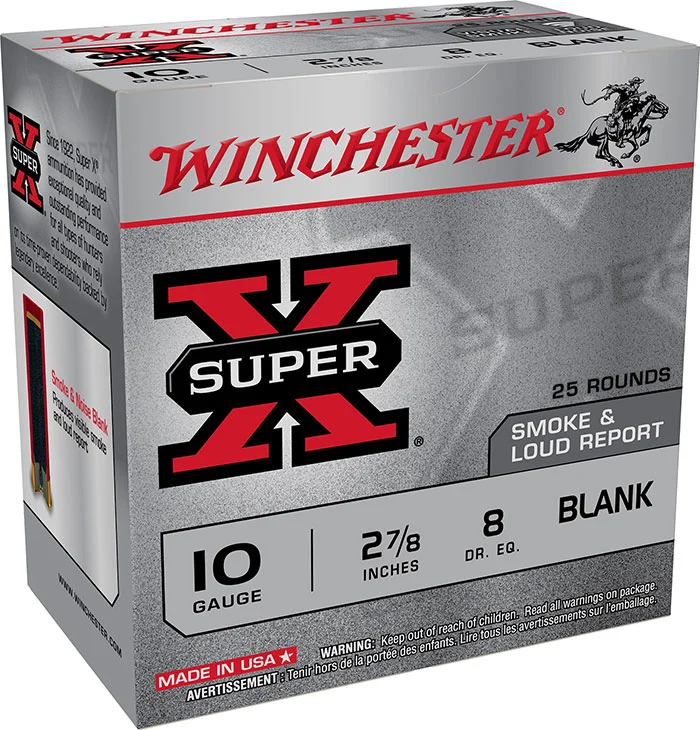 WINCHESTER 10 GA 2-7/8" SUPER-X BLANK – SMOKE & NOISE 25 RD/BX 10 BX/CS