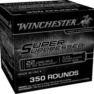 WINCHESTER 22 LR SUPER SUPRESSED RN CP 45 GR SUBSONIC 350RD/BOX 4BX/CS