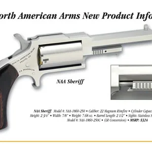 NORTH AMERICAN ARMS SHERIFF 22LR/22MAG 2.5" SS 5SH